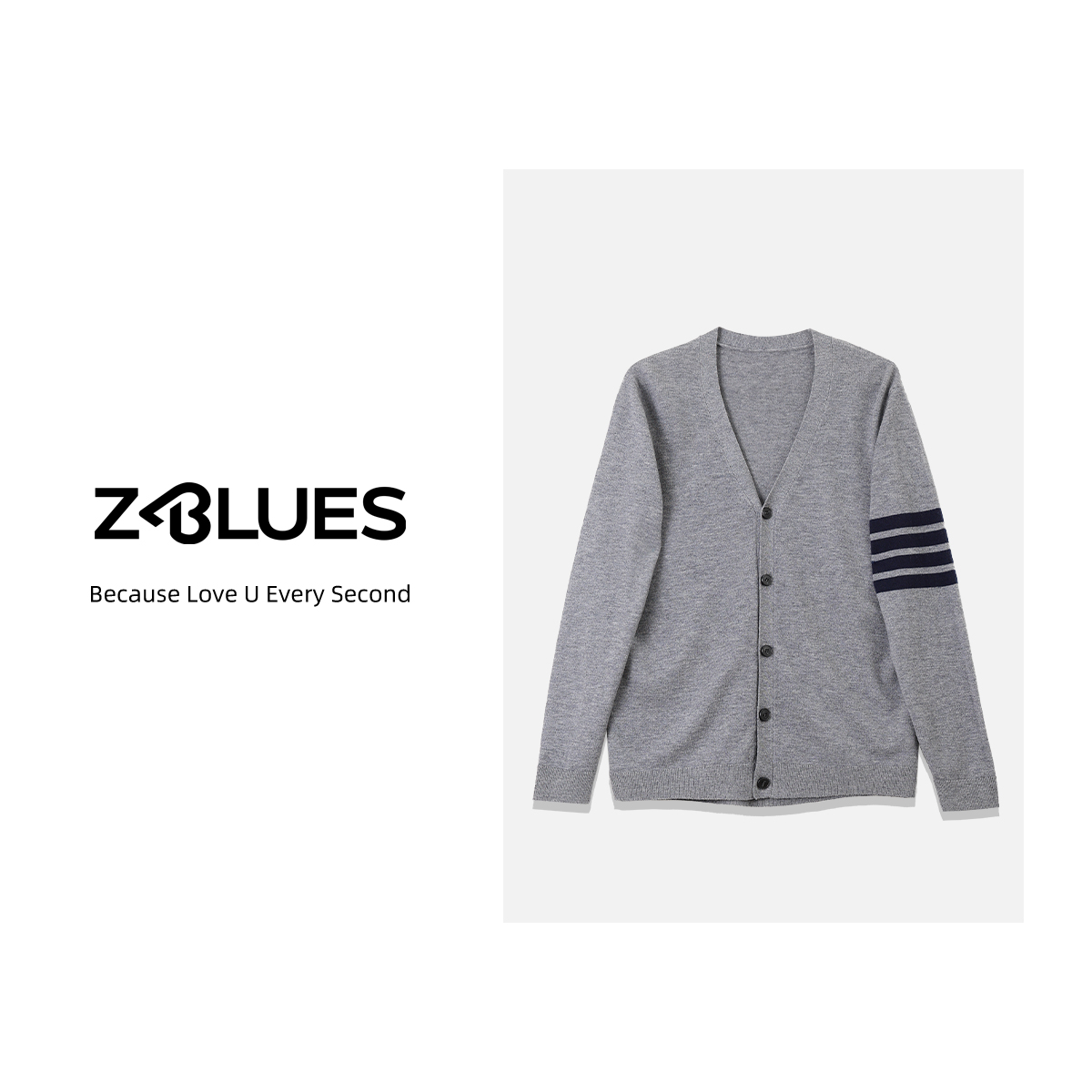 Z.blues【人间一两风】男士条纹针织开衫绵羊毛毛衣外套YZXFD050