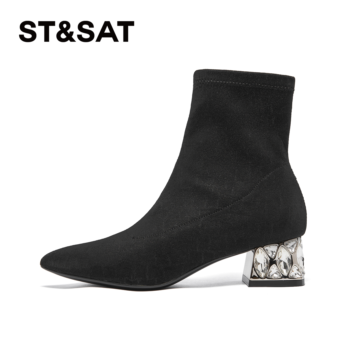 星期六冬新闪耀钻跟4.5CM显瘦百搭时装靴SSC4116357