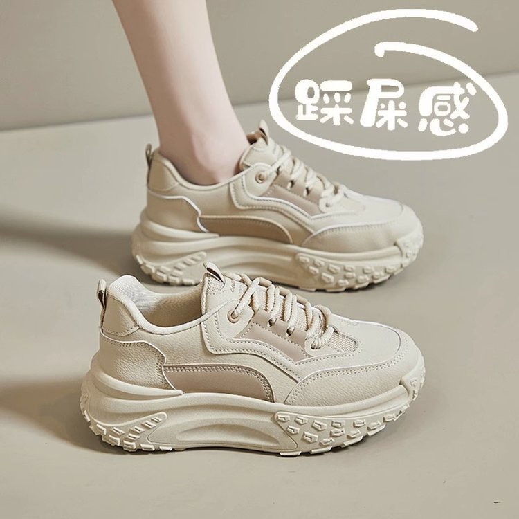 红蜻蜓牌老爹鞋女2023春秋款百搭厚底ins潮软底增高轻便小个子运H