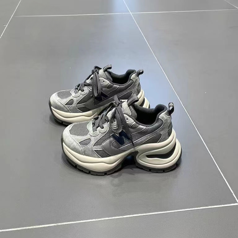红蜻蜓牌复古厚底2023鞋女新款软皮ins运动鞋增高百搭厚底老爹休H