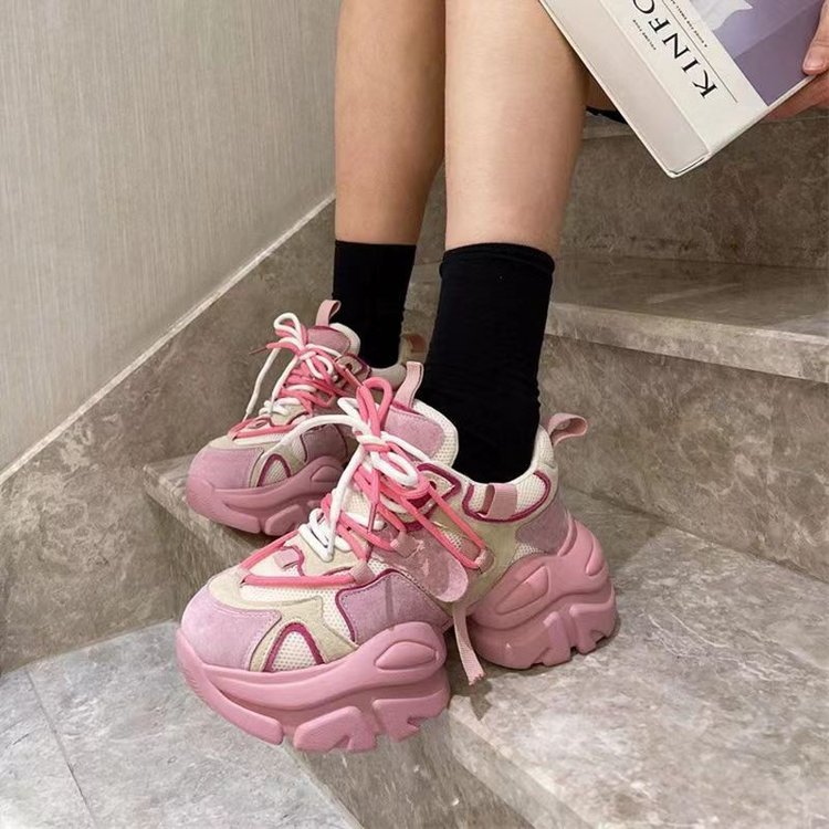 红蜻蜓牌韩版超火老爹鞋女ins潮小个子显高鞋子2023春季新款百搭H