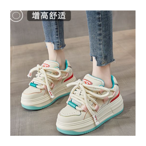 红蜻蜓牌内增高小白鞋女秋季2023网红爆款厚底松糕小个子运动休H