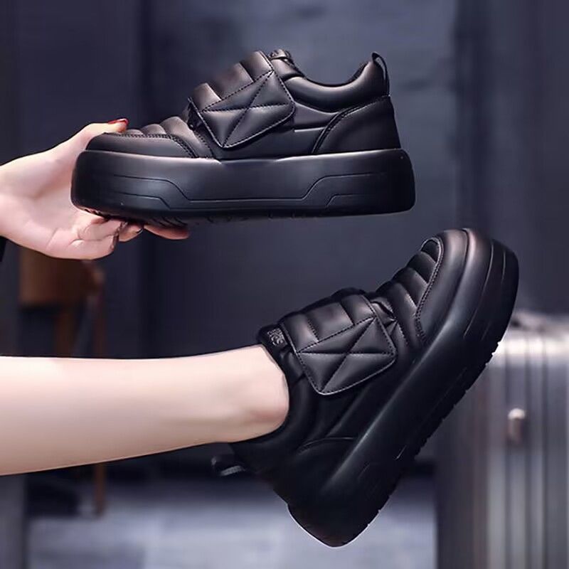 红蜻蜓牌面包鞋棉鞋女冬季加绒2023新款魔术贴平底一脚蹬豆豆鞋H