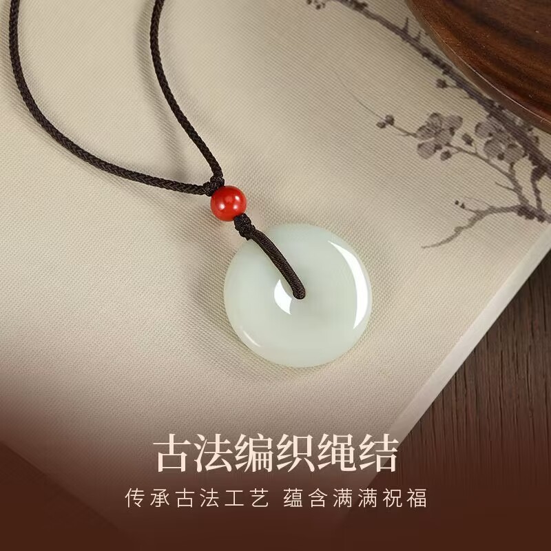 非金属布艺项链 新中式相思豆平安扣项链秋冬毛衣链锁骨链女