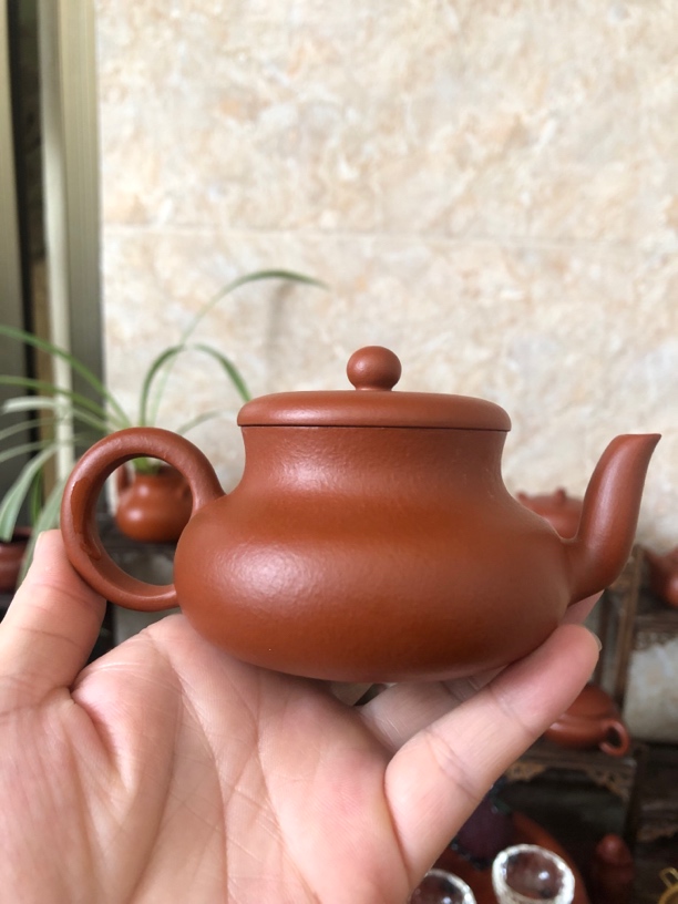 潮州手拉壶现货包邮纯手工梨形红泥小容量水平壶仿古壶手制笑樱壶