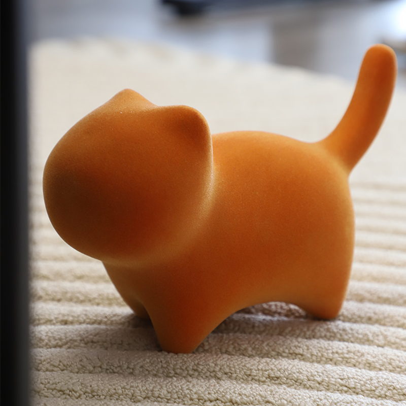 小猫摆件客厅玄关电视柜高级感小众艺术奶油侘寂风办公室桌面装饰