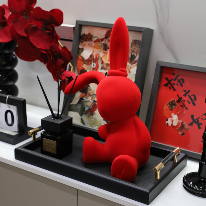 可爱兔子摆件客厅卧室玄关电视柜壁龛轻奢高级感小众家居软装饰品