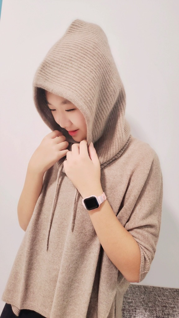 时尚潮流山羊绒抽绳元宝针男女同款脖套帽