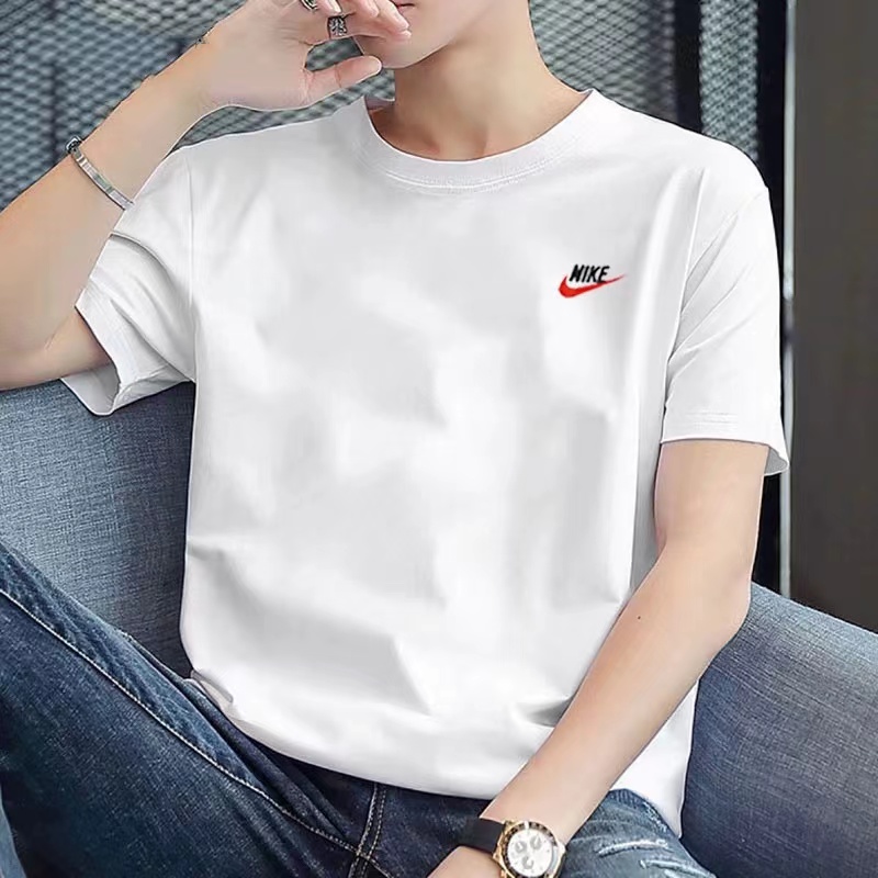 NIKE/耐克夏季新款棉短袖男休闲白T恤宽松透气运动上衣AR4999-100