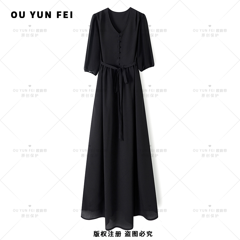 【小黑裙】温柔风穿搭高级感时尚显瘦轻奢女新款气质连衣裙X9263