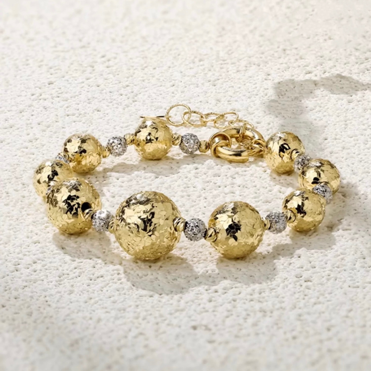 意大利进口18K金碎碎冰松果手链时尚轻奢气质百搭复古个性法式