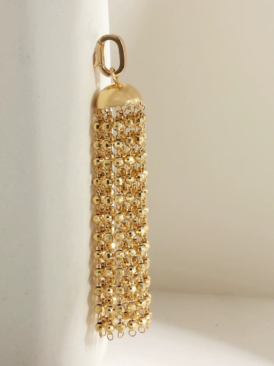 意大利进口18K金星光流苏吊坠万能扣浅金色时尚百搭轻奢气质个性