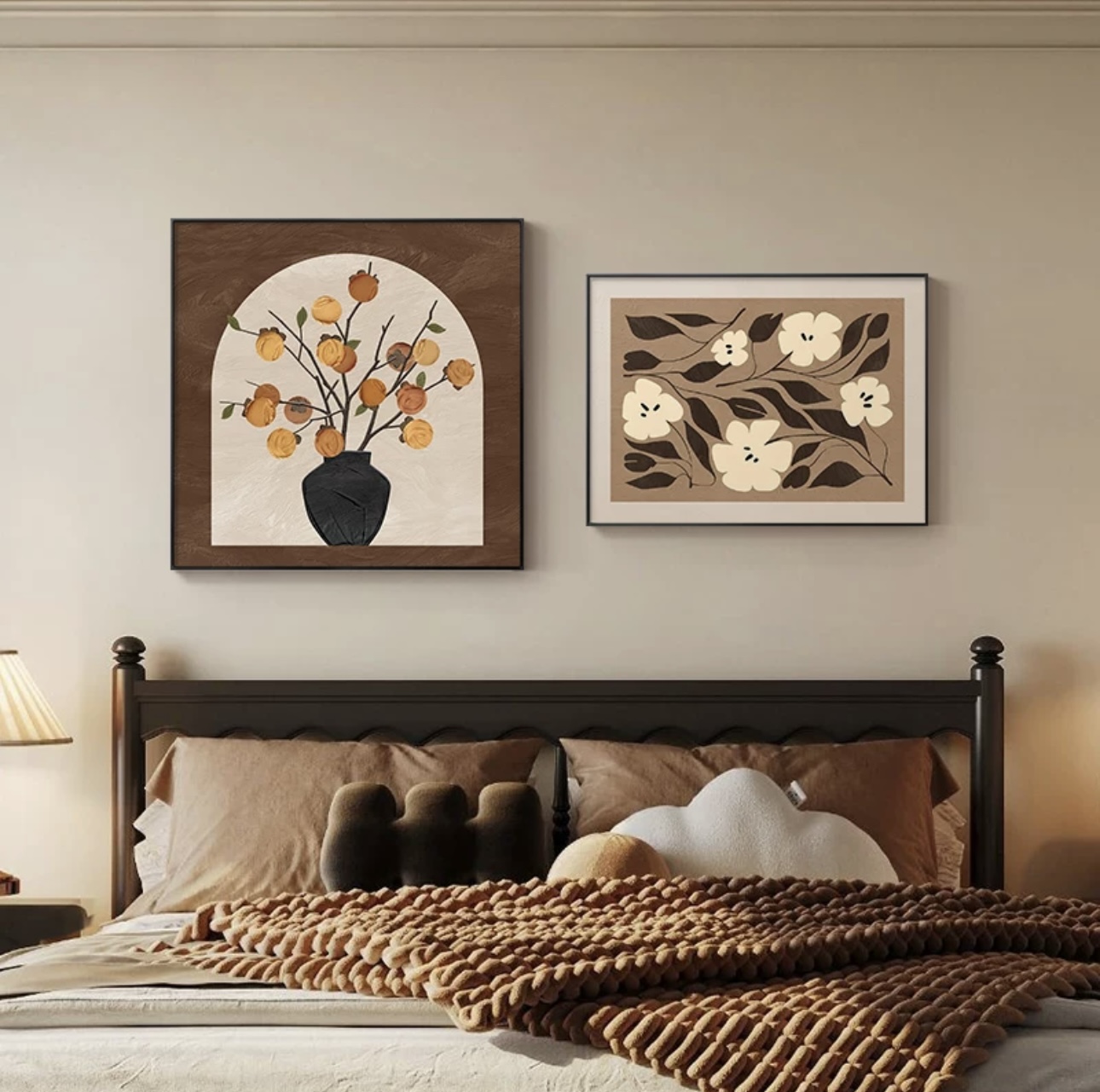 中古餐厅卧室二联画中古风现代简约适合餐厅客厅的肌理板装饰画