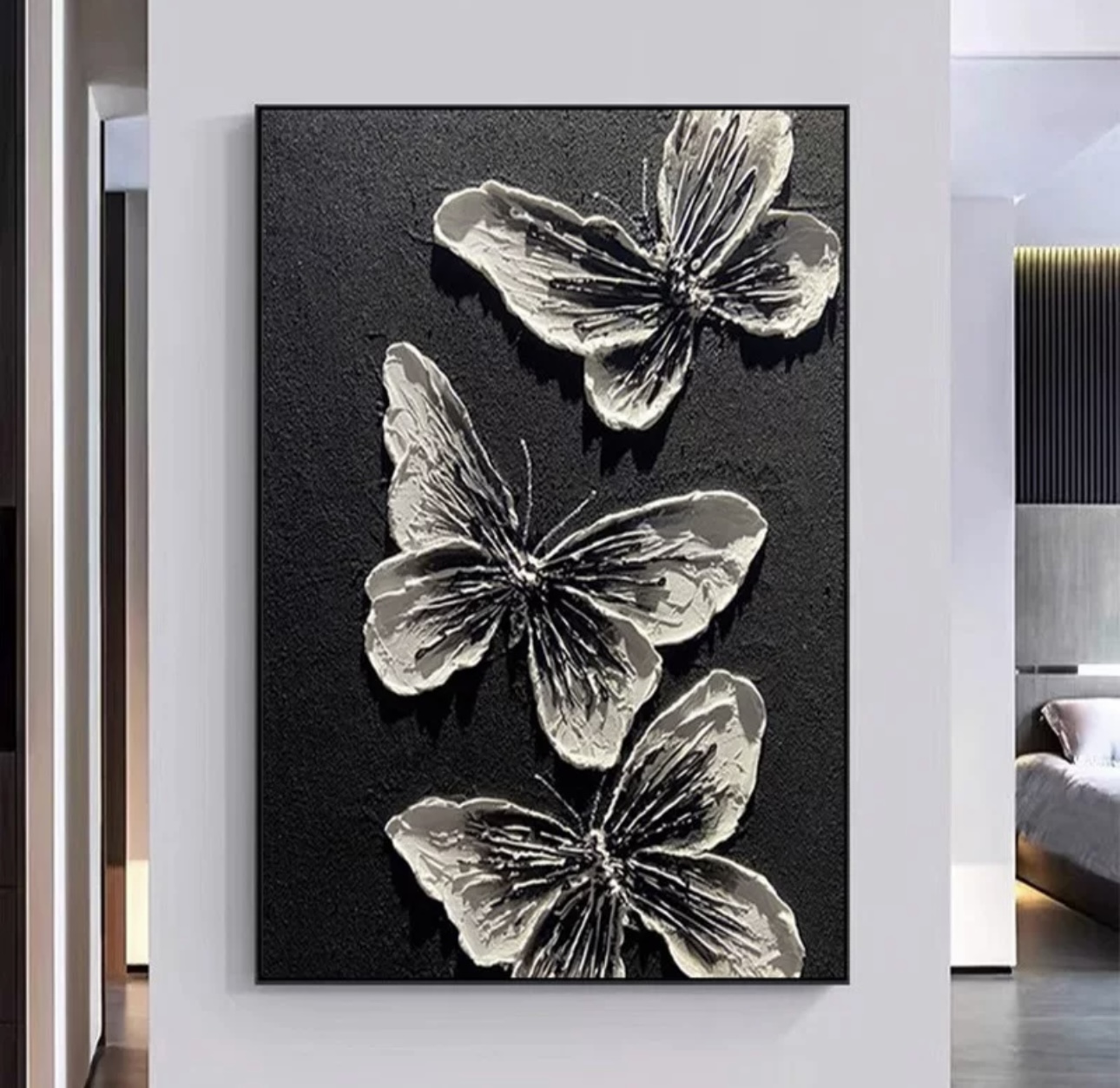 蝴蝶轻奢风现代简约北欧餐厅装饰画客厅走廊实物手工