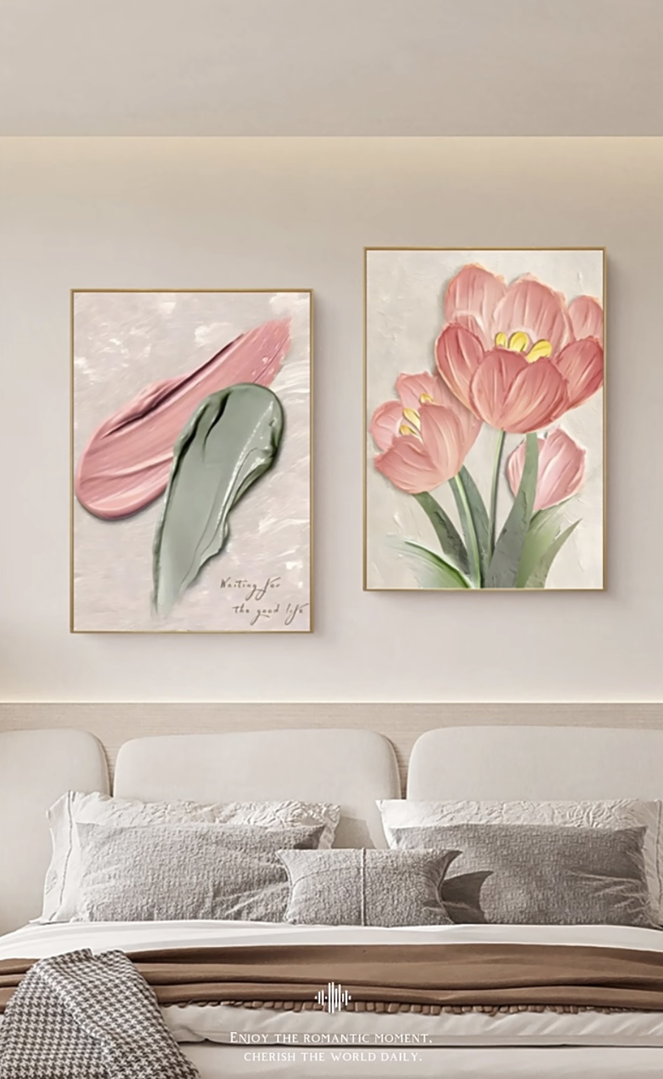 遇见花开奶油轻奢风现代简约北欧风肌理板画客厅餐厅装饰画走廊