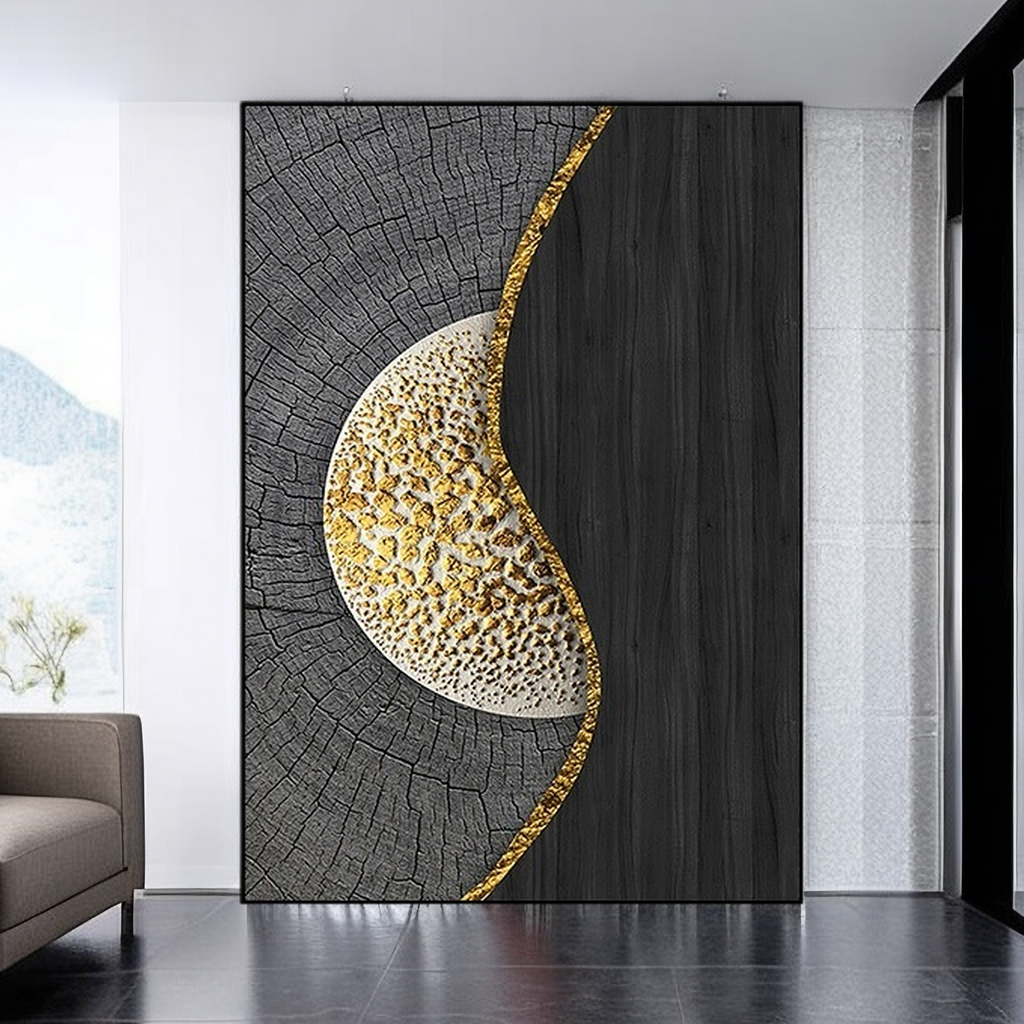 岁月年轮北欧现代抽象玄关客厅走廊过道肌理板画