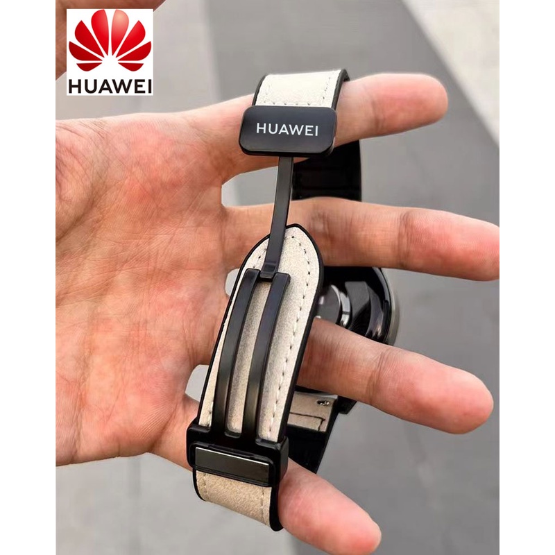 适用适配华为watch3/4pro真皮手表带牛皮疯马皮纹gt2gt3pro磁吸折