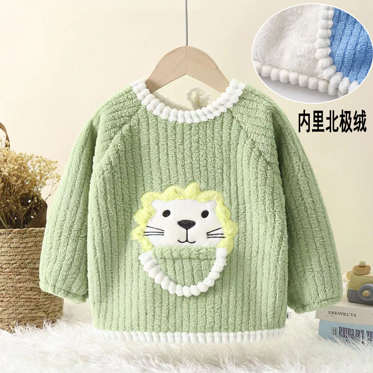 儿童围兜冬季加厚宝宝倒穿衣秋季婴儿加绒外穿罩褂围兜0-3岁防脏