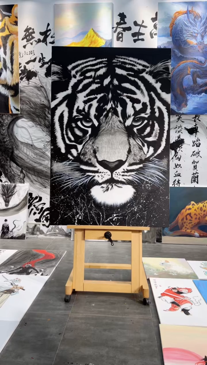 【闪购商品】绘画黑白虎，加框