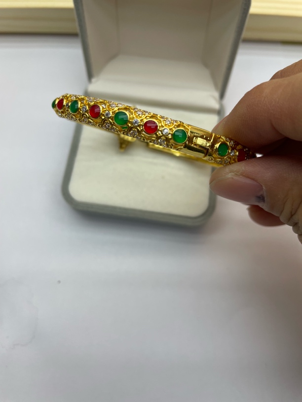铜合金珐琅手镯 中式国风手镯花丝镂空镯子女款送妈妈苏工复古