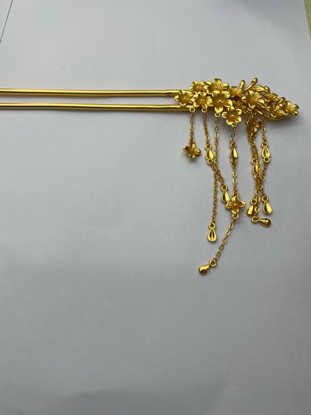 扶桑花流苏步摇发簪手工新中式发钗