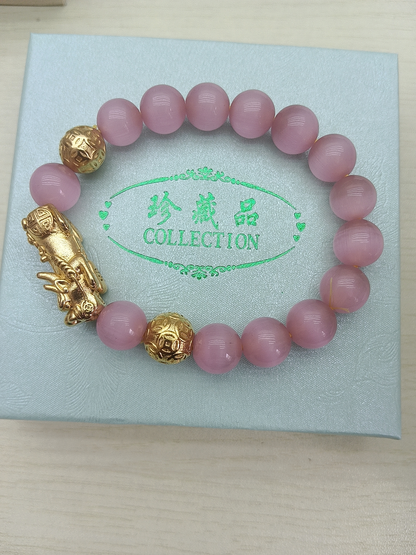 铜合金仿水晶手镯 铜合金仿水晶手链 女款貔貅猫眼手串