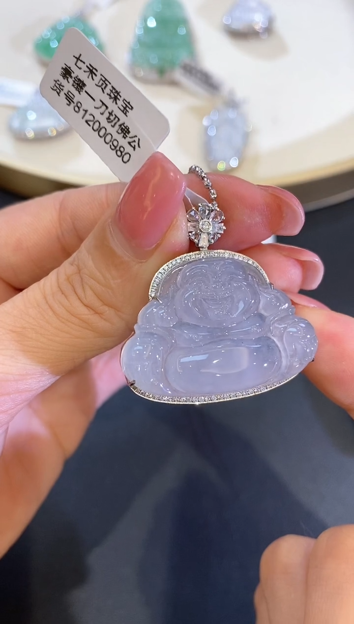 【闪购商品】定制翡翠18K金镶嵌买断场无鉴赏钻石镶嵌缅料佛公