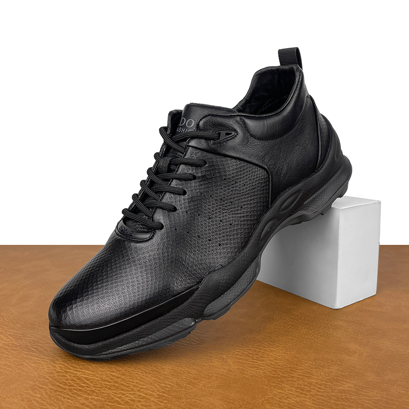 黑色皮鞋男士2025春秋新款真皮透气轻便通勤商务厚底健步运动男鞋