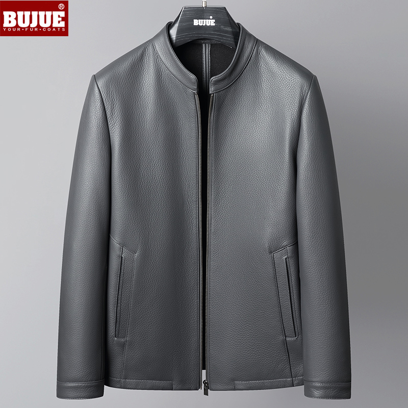 进口新西兰鹿皮男士鹿皮皮衣立领海宁真鹿皮夹克商务男装休闲外套