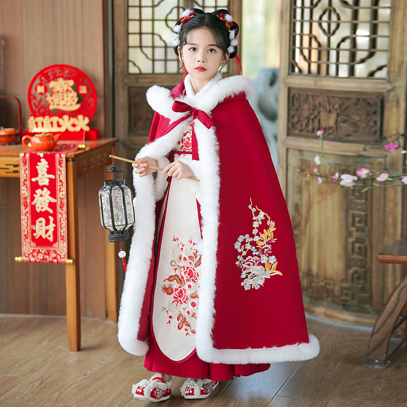 2969汉服女童冬季古装拜年服冬款加厚儿童唐装中国风过年服秋冬装