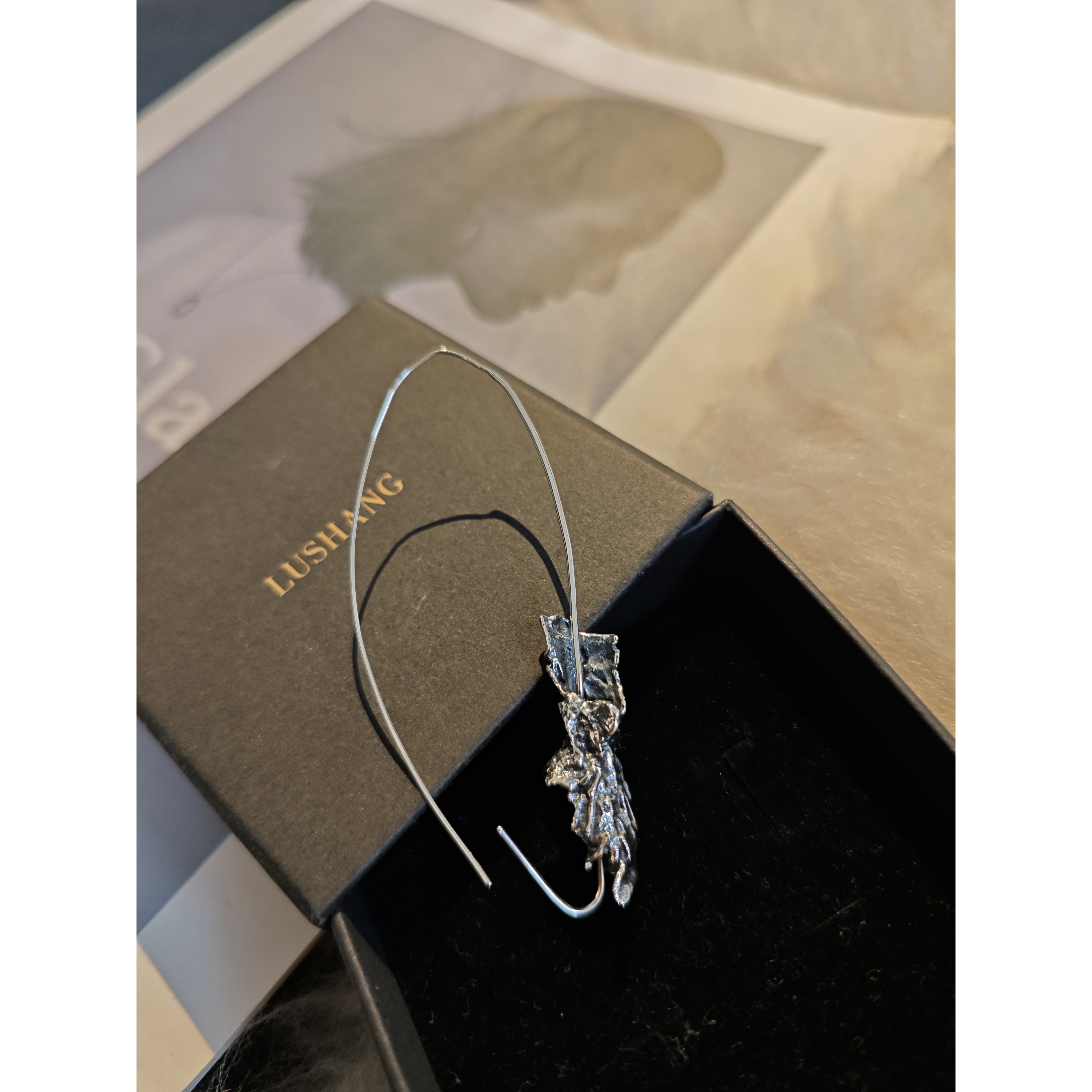 合金无非金属耳饰 银 卢尚原创定制手工耳环88804