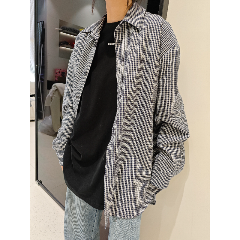 卢尚原创前短后长格子衬衣241046
