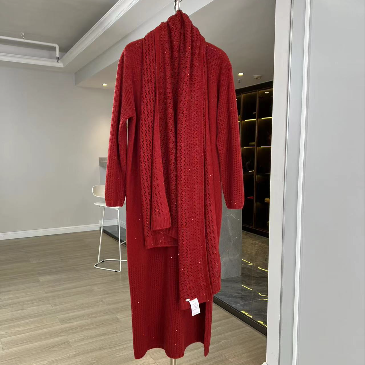 百搭时尚气质中长款宽松针织轻奢连衣裙4581