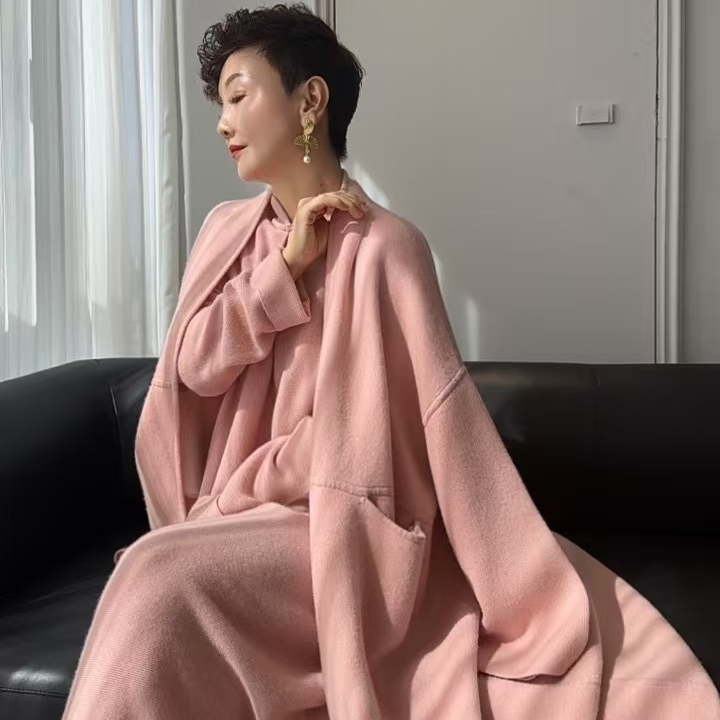 时尚宽松百搭气质轻奢中长款慵懒风羊绒衫158250