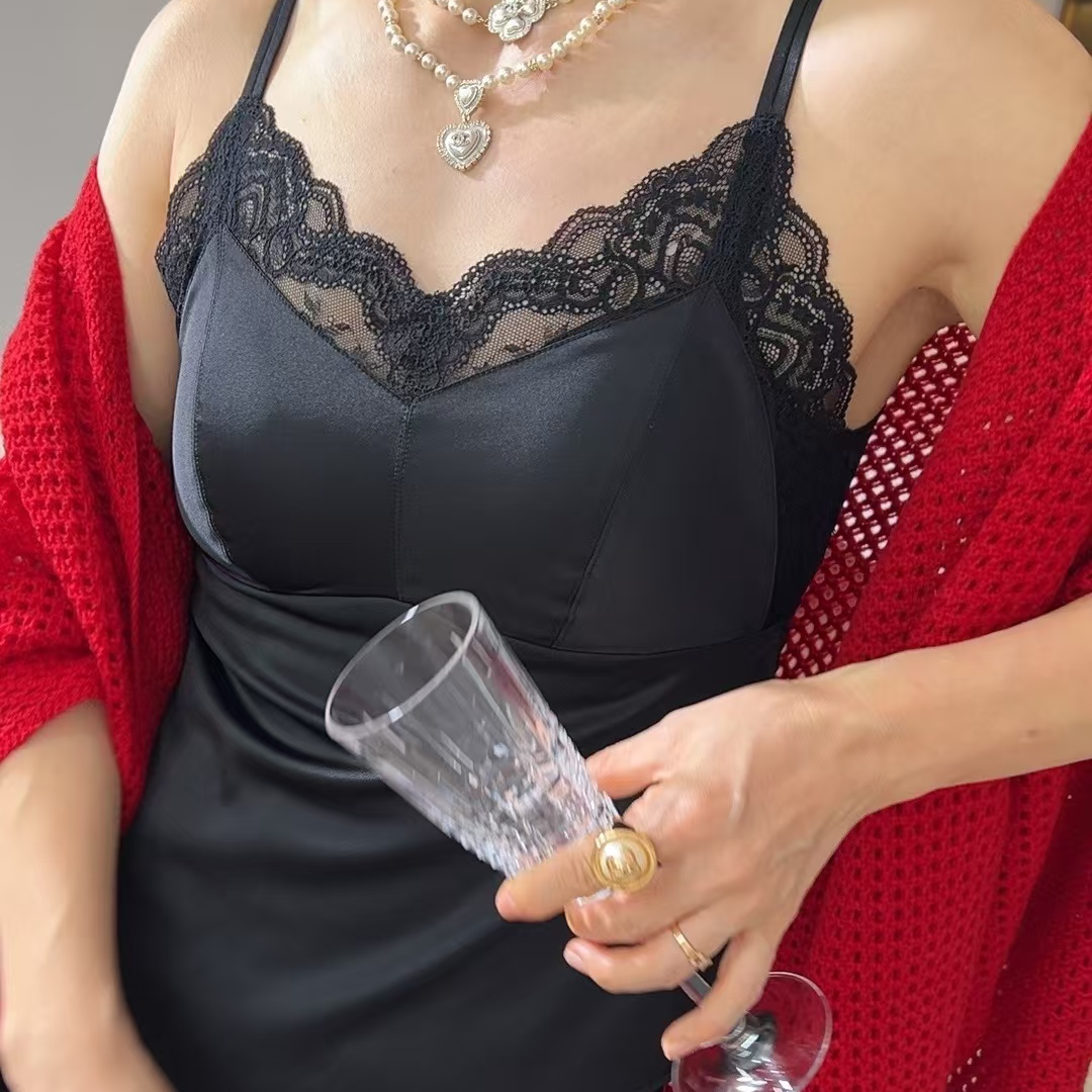 通勤美背百搭时尚打底修身性感蕾丝吊带3018