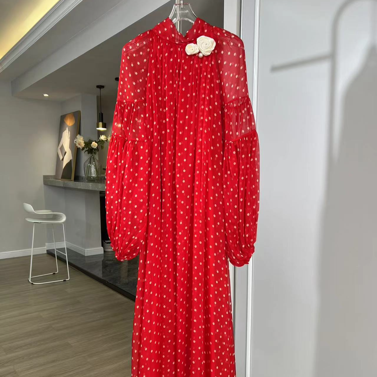 气质时尚百搭仙女风波点印花女装连衣裙2626