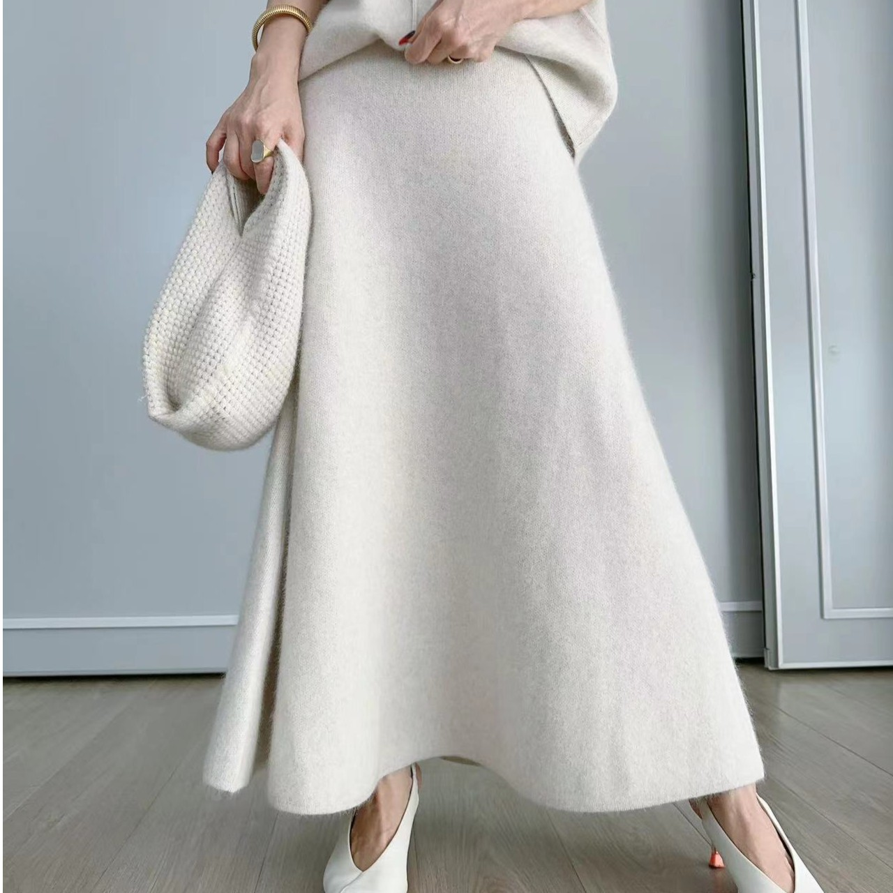 凡蒂娜馨·简约绵羊毛，简约时尚气质百搭半裙5045