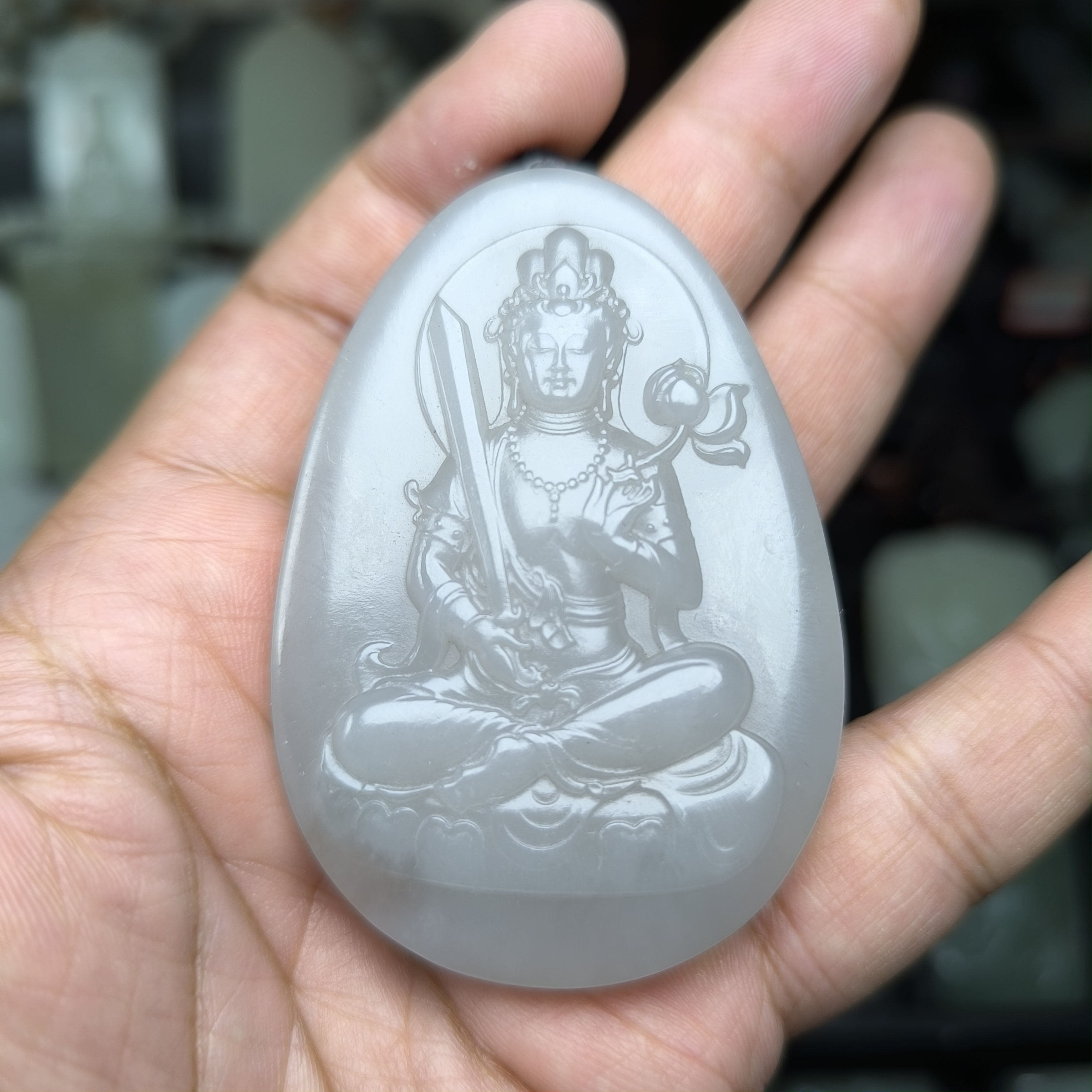 和田玉青海野牛沟青海料烟紫守护神生肖牛生肖虎本命佛虚空藏菩萨