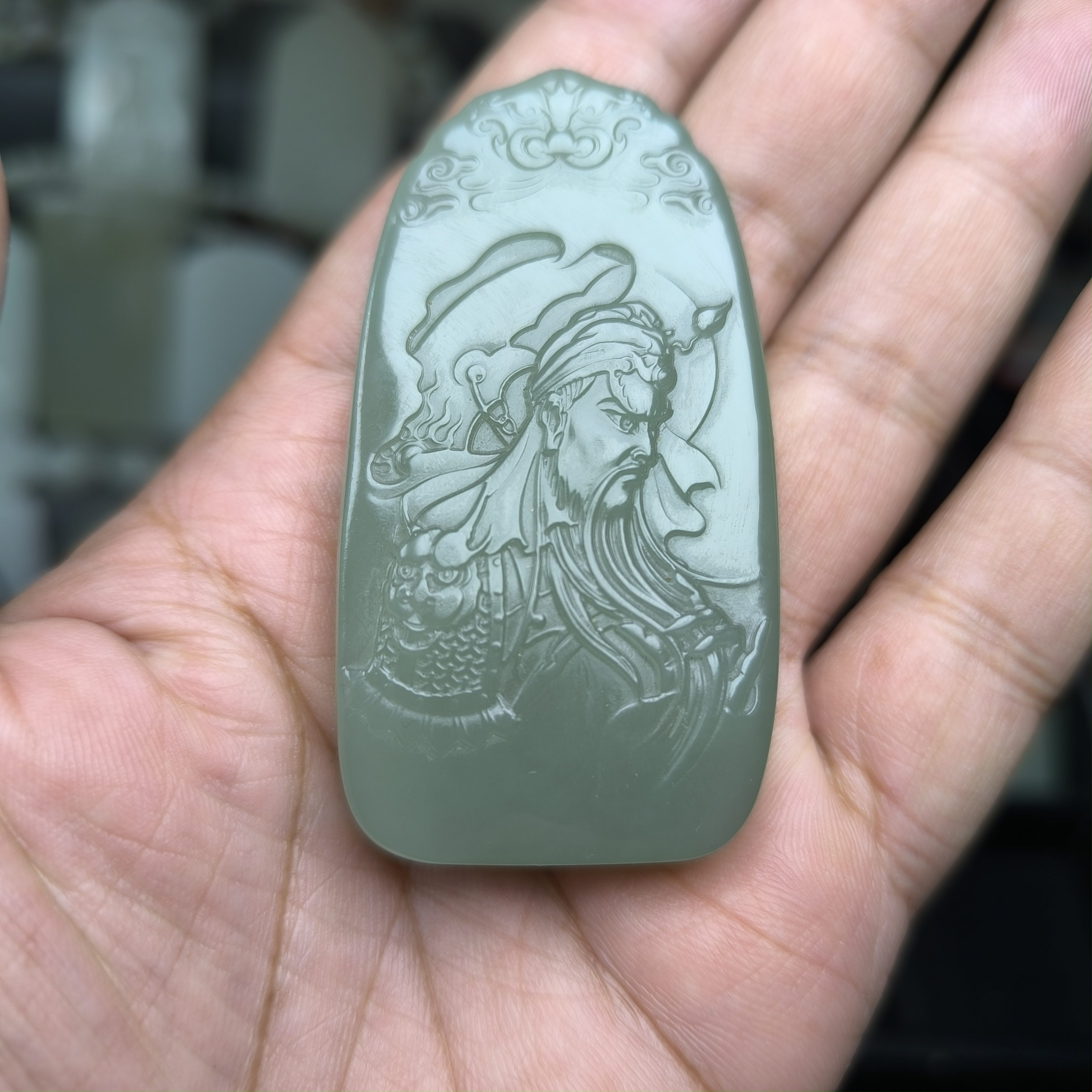 和田玉青海野牛沟青海料老料冰低料武财神关公关老爷牌子