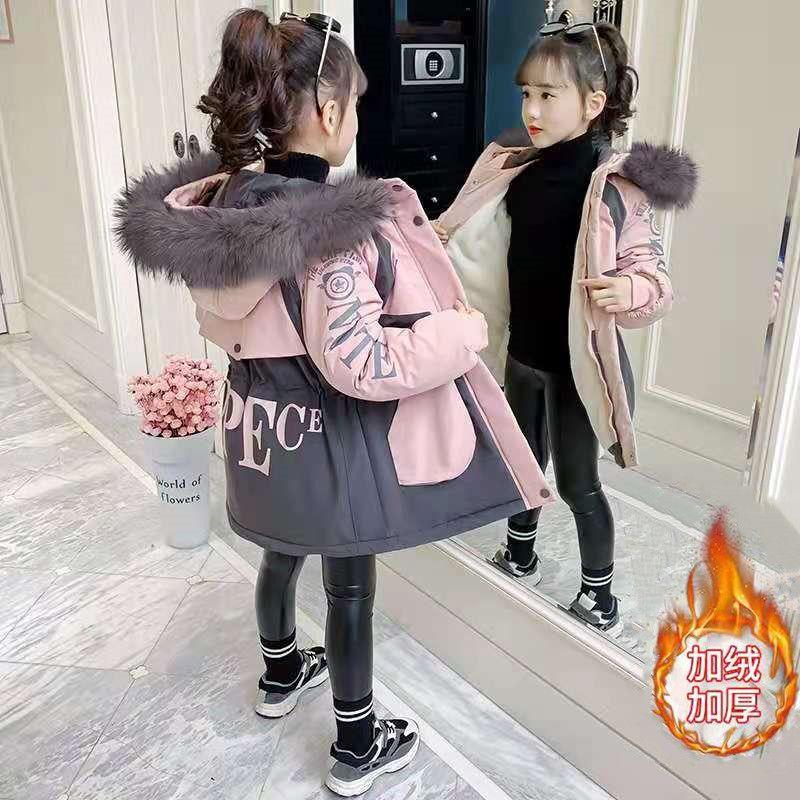 女童棉衣冬装儿童时尚韩版中长款棉袄中大童加厚棉服女孩