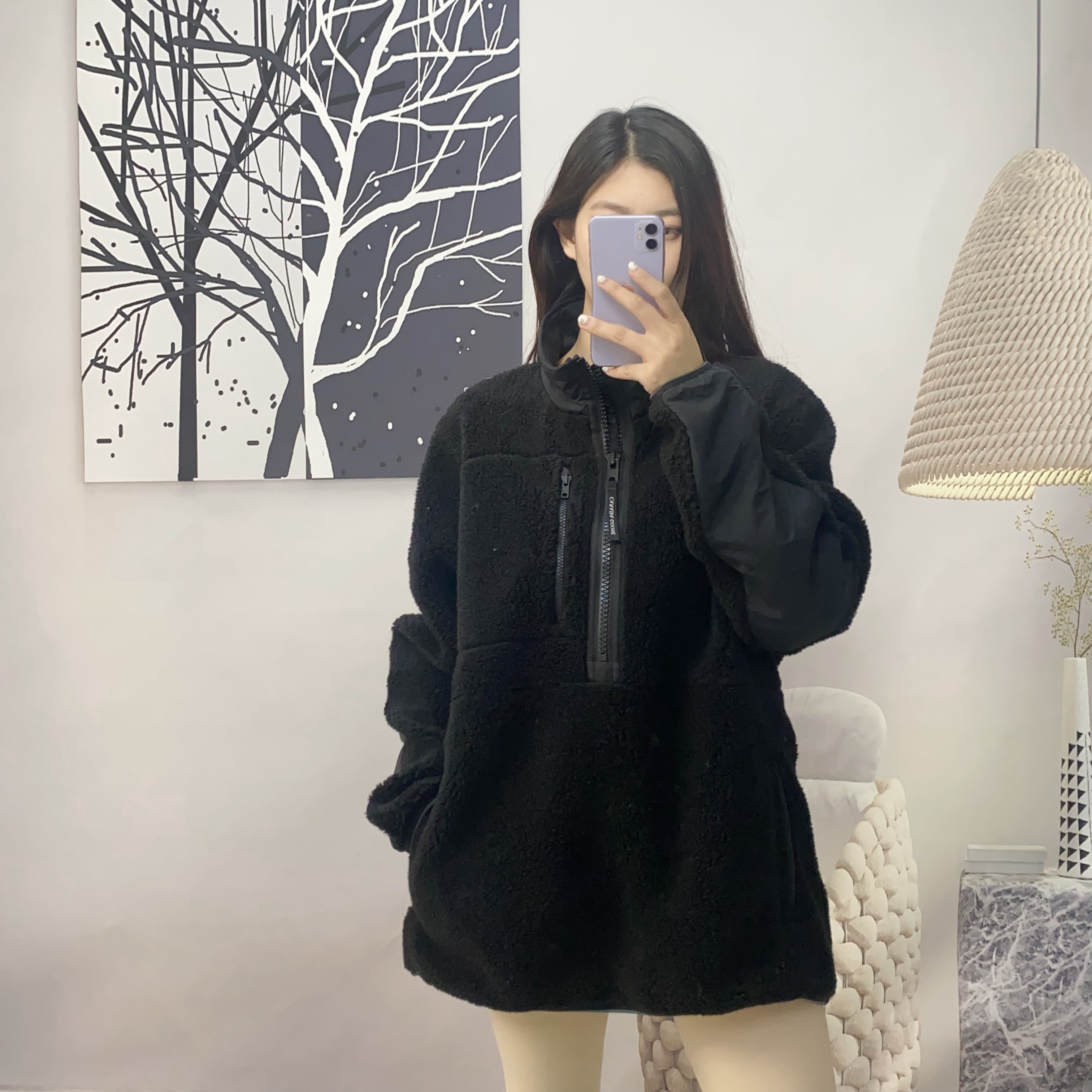 95新 加拿大鹅 麦殿/黑色绵羊毛外套180码/241122VFXVK06