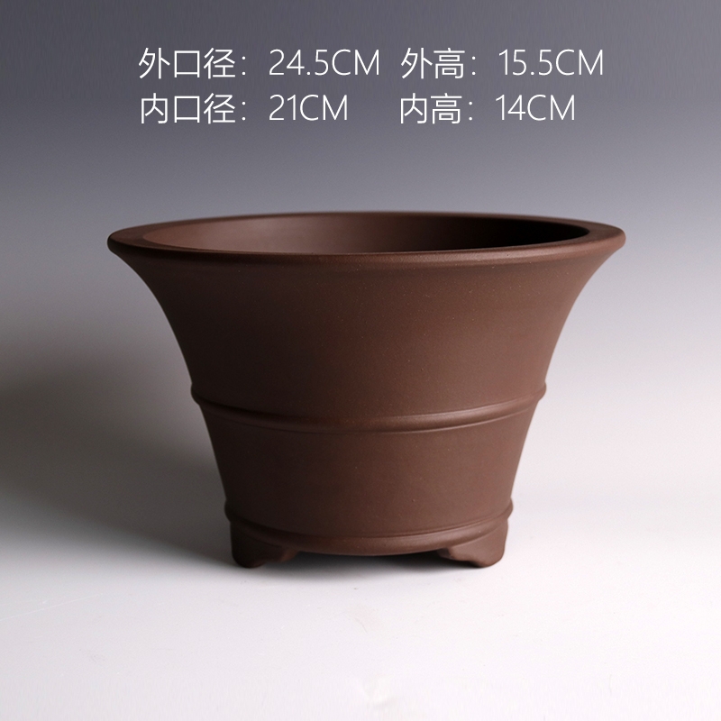 紫砂花盆腰线圆口盆兰盆景盆透气实用蕙兰春兰盆