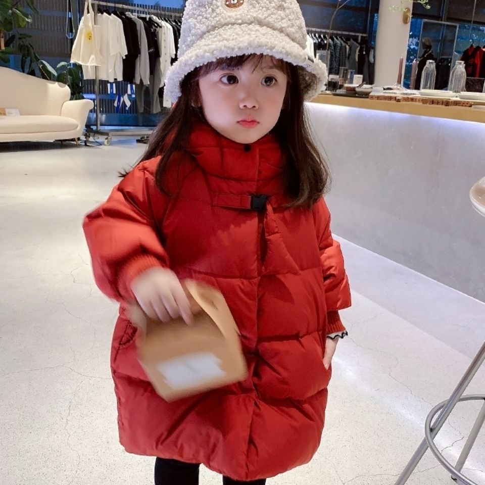 女童棉衣2024新款韩版洋气女孩冬季加绒加厚中长款宝宝拜年服外套