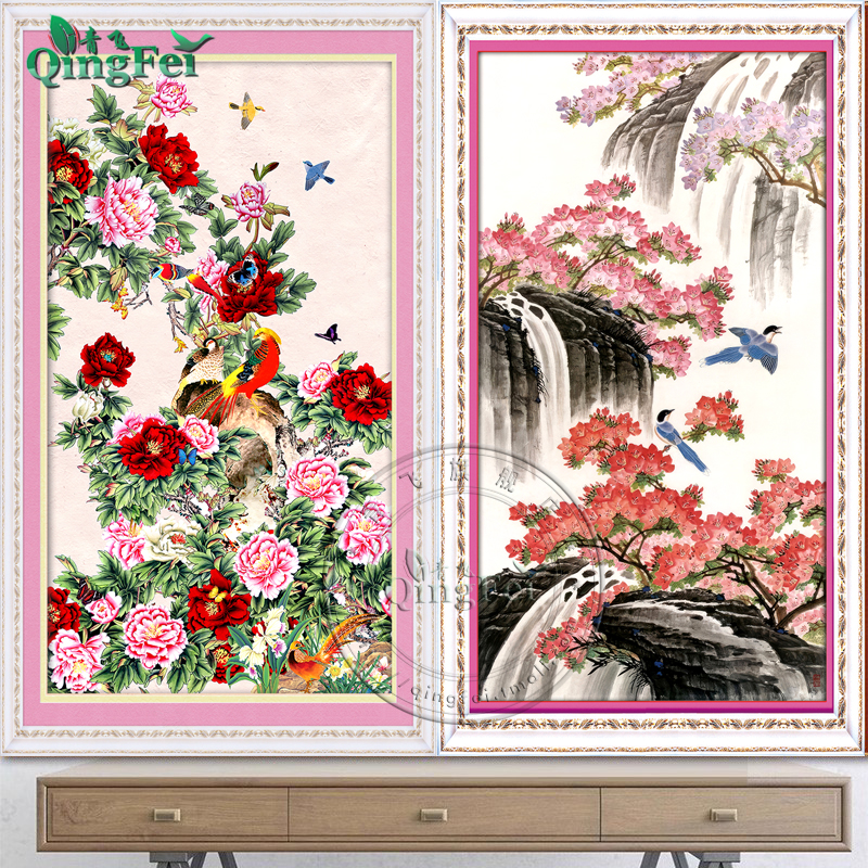 青飞牡丹争艳十字绣山花烂漫越南柬埔寨满绣有钻石画E272,E273