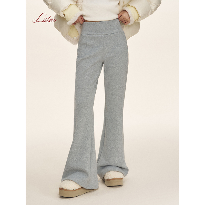Liilou 轻氧呼吸 logo刺绣 宽边腰头微喇加绒休闲卫裤