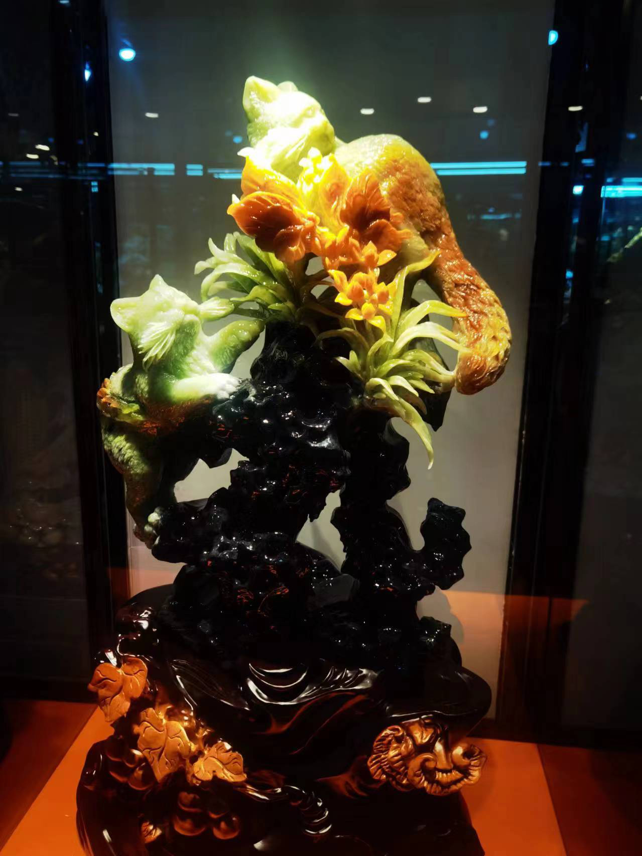 天然岫玉花玉摆件50×65