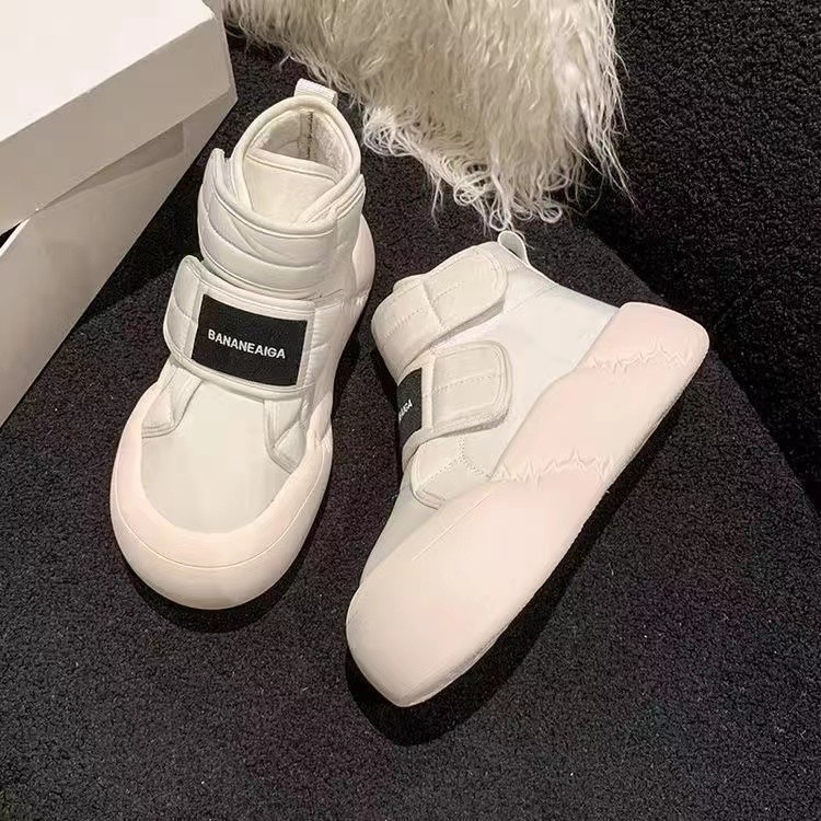 爆款厚底面包棉鞋女2023年冬季加绒魔术贴厚底防滑耐磨圆头雪地靴