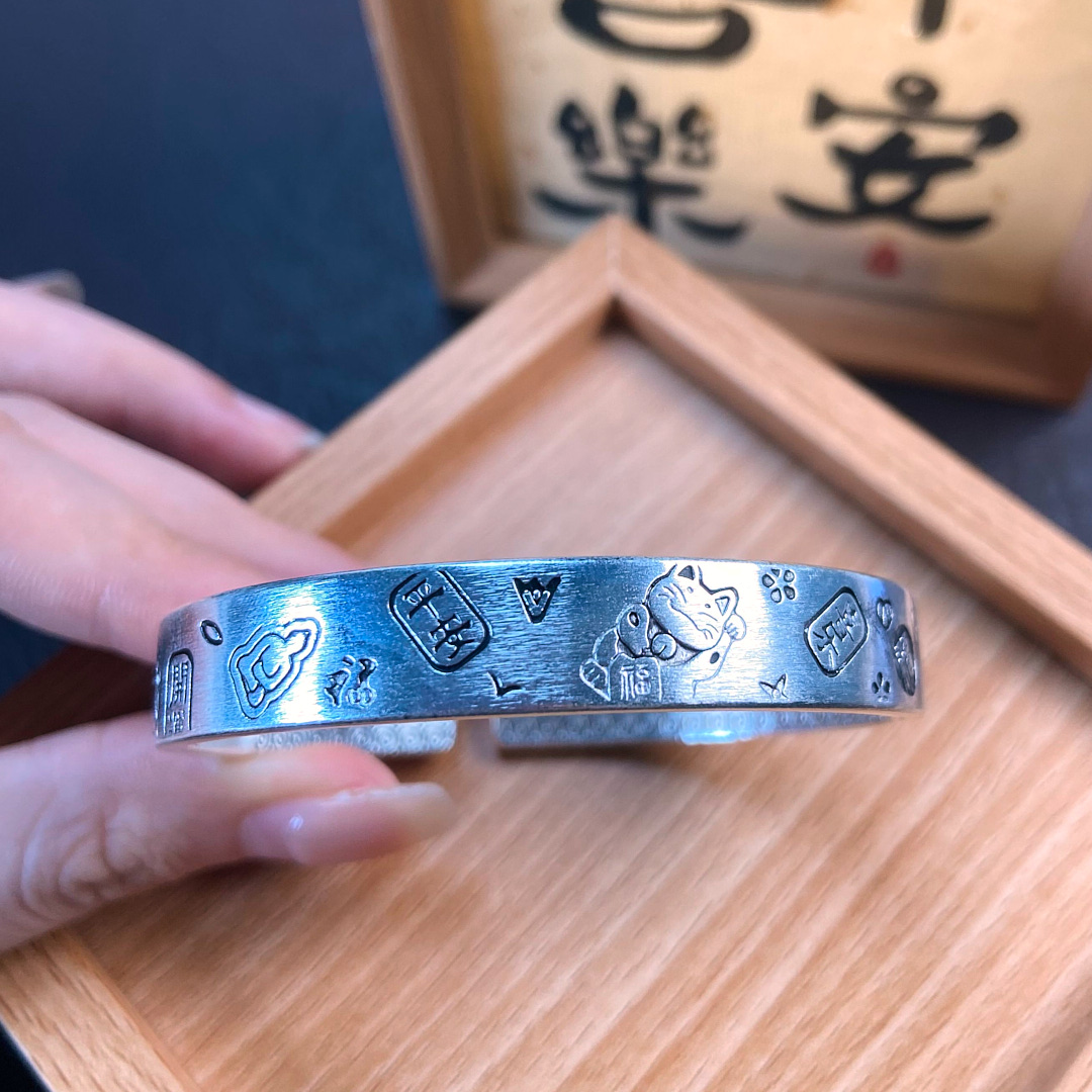 足银手镯 足银手镯 910：吉言足银手镯
