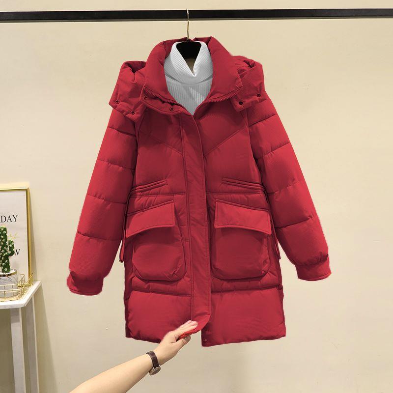 羽绒羽绒服女中长款2023新款冬季加厚棉衣韩版宽松小个子连羽绒棉
