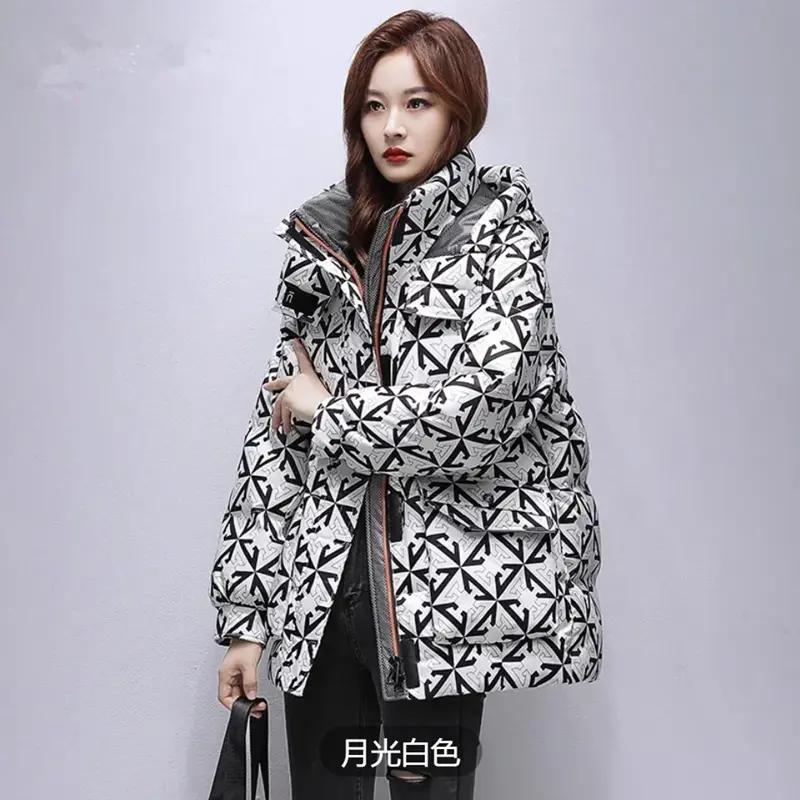 厂家直销中长款服女款2023年冬季新款时尚立领连帽冬装外套羽绒棉